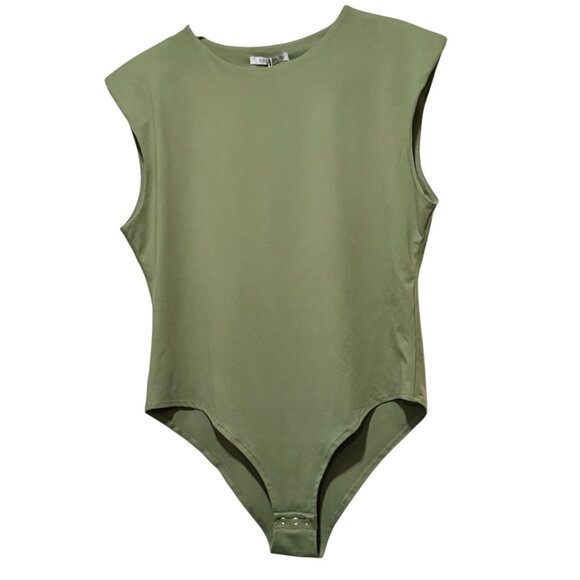 NWT ReoRia Sage Green Sleeveless Bodysuit w/ Shoulder Pads Plus Womens Size 2XL - Picture 2 of 11